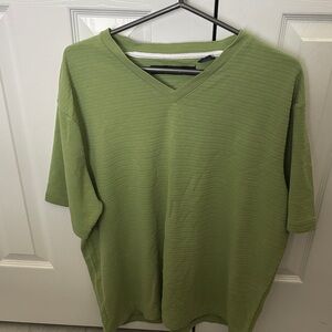 Perry Ellis Green V-Neck Men's Shirt